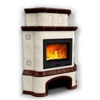 КимрПечь Печь для дачи на дровах длительного горения Прованс с дровником угловой двухъярусный Шоколад (топка: Ладья-700)