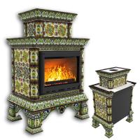 КимрПечь Изразцовая печь Кострома пристенный двухъярусный Июнь (топка: Ладья-700) (топка: Ладья-700)