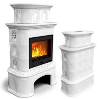 КимрПечь Прованс с дровником центральный двухъярусный Белый (топка: Ладья-700)