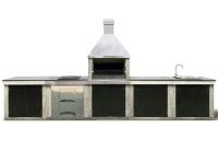 Уличная кухня Grill-Roks Stella XL жаровня + 2 стола + мойка + печь под казан