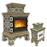 КимрПечь Изразцовая печь Кострома центральный двухъярусный Август (топка: Ладья-600) (топка: Ладья-600)