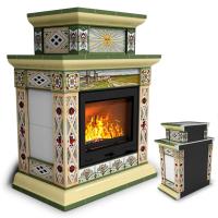 КимрПечь Билибин пристенный двухъярусный Осень. Камин керамический (топка: Ладья-700) (топка: Ладья-700)