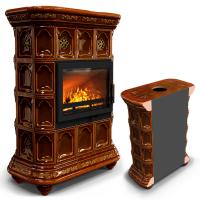 КимрПечь Истра пристенный Каштан (комплектация: Облицовка для топок Ладья-600, Antek)