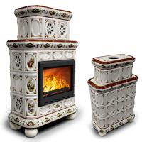 КимрПечь Изразцовый камин Медальон центральный двухъярусный Усадьба (топка: Ладья-600) (топка: Ладья-600)