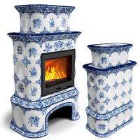 КимрПечь Прованс с дровником центральный двухъярусный Дельфт (топка: Ладья-600)