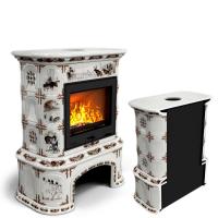 КимрПечь Прованс с дровником пристенный Зима в лесу (топка: Ладья-700)