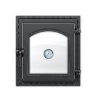 Дверка ВЕЗУВИЙ 270 с термометром (Антрацит) 320*350