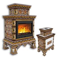 КимрПечь Изразцовая печь Кострома центральный двухъярусный Октябрь (топка: Ладья-600) (топка: Ладья-600)