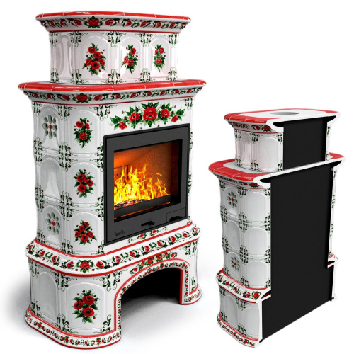 КимрПечь Прованс с дровником пристенный двухъярусный Маки (топка: Ладья-600)