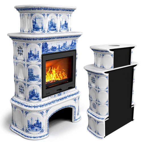 КимрПечь Прованс с дровником пристенный двухъярусный Голландия (топка: Ладья-700)