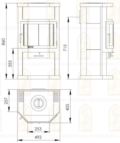 Печь-камин Мета-Бел Ока 6 с плитой