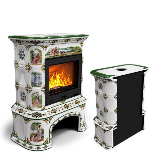 КимрПечь Прованс с дровником пристенный Усадьба (топка: Ладья-600)