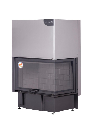 Топка Экокамин ДЕЛЬТА 800 RB два стекла правая принтинг черный шамот