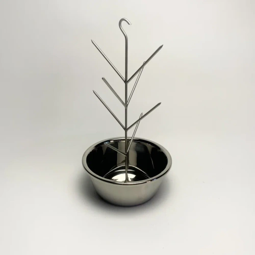 Елочка для тандыра 6 шипов с миской из нержавеющей стали (крючок) D 18/22/26/28см.