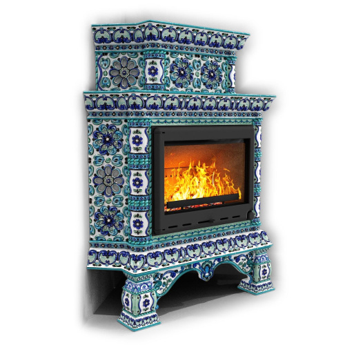 КимрПечь Изразцовая печь Кострома угловой двухъярусный Февраль (топка: Ладья-600)