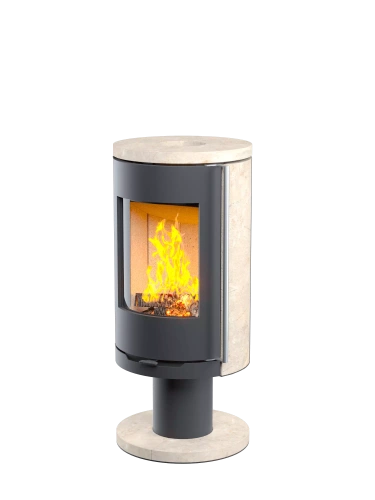 Печь-камин АСТОВ ASTOV R1.0 N К (с каменными панелями и круглой задней стенкой)