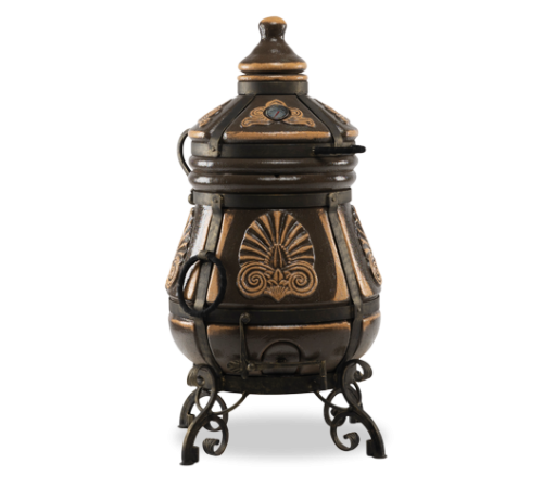 Тандыр ЭКО Греческий с откидной крышкой и откидным поддувалом на колесах