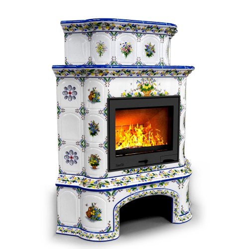 КимрПечь Прованс с дровником угловой двухъярусный Луг (топка: Ладья-600)